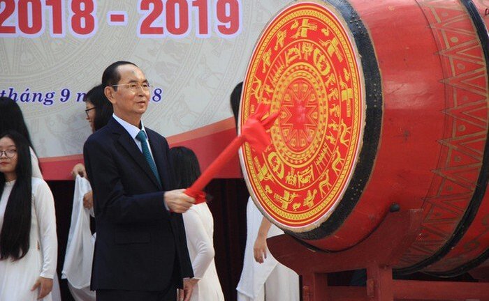 Chủ tịch nước Trần Đại Quang đánh trống khai giảng năm học mới