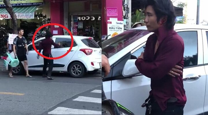 Clip: Cầm gạch phang vỡ kính ô tô, nam thanh niên phải khoanh tay xin lỗi
