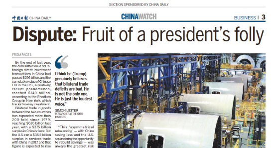 Trung Quốc 'chơi đòn hiểm’, đăng bài tác hại chiến tranh thương mại trên báo Mỹ