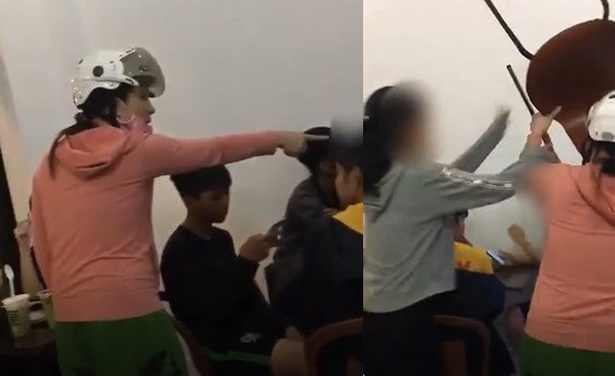 Mẹ mắng chửi, cầm ghế dọa đánh bạn của con gái ở quán trà sữa