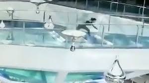 Video: Sảy chân, cô gái rơi xuống bể cá mập