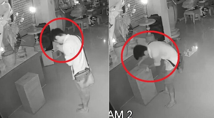 Clip: Thanh niên vái lạy trước khi trộm tiền công đức trong chùa