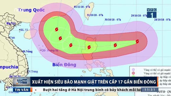 Siêu bão giật trên cấp 17 xuất hiện gần Biển Đông