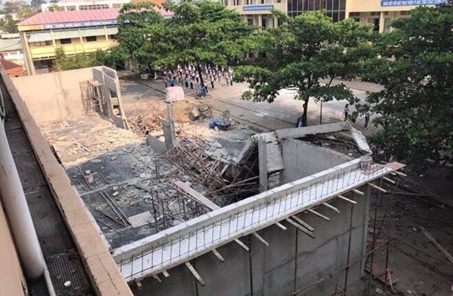 Đang thi công, công trình hội trường trường học 1,7 tỷ đồng ở Đồng Nai đổ sập