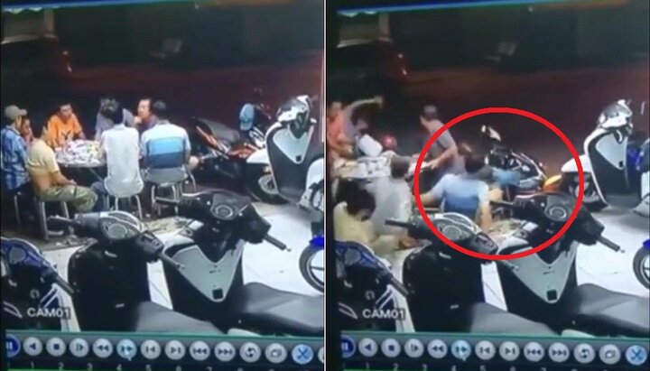 Clip: Xe máy lao vào bàn nhậu khiến dân mạng cười chảy nước mắt
