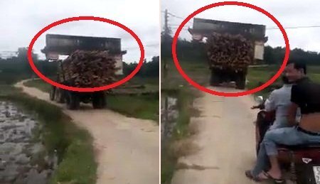 Bi hài clip xe tải 'cõng cổng làng đi chơi', tài xế không hay biết