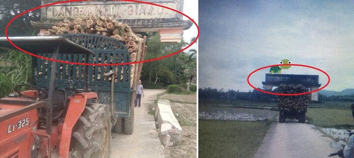 Xe chở keo kéo bay cổng làng, tài xế không hề hay biết