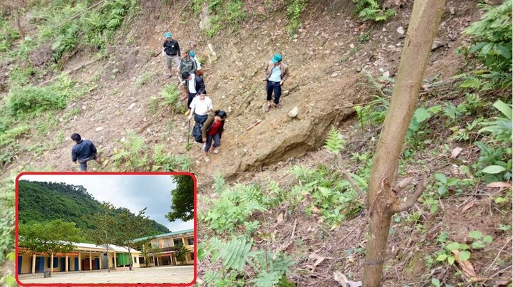 Núi nứt dọc nứt ngang, thầy trò huyện miền núi Quảng Ngãi vừa học vừa lo bị đè