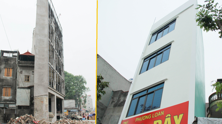 Ảnh: Đường chưa làm xong, nhà siêu mỏng, siêu méo đã mọc lên nhan nhản ở Hà Nội
