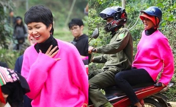 Dân mạng quốc tế khen ngợi hình ảnh H'Hen Niê đi xe máy đón Tết ở Sơn La