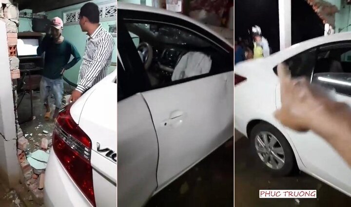 Clip: Ô tô Vios đâm thủng tường, lao thẳng vào nhà dân ở Đồng Nai