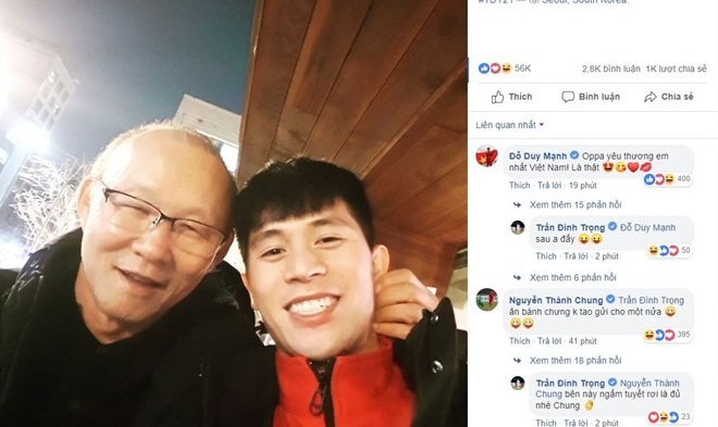 HLV Park Hang-seo 'tiếp tế' cho Đình Trọng ở Hàn Quốc