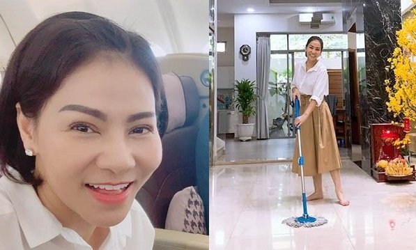 Chiều 30 Tết, Thu Minh tất bật lau nhà, hài hước kể chuyện 'lụt nghề' làm dâu