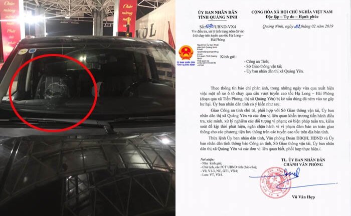 Quảng Ninh chỉ đạo điều tra, xử lý kẻ ném đá ô tô chạy trên cao tốc Hạ Long – Hải Phòng