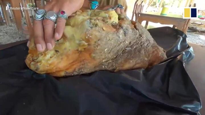 Video: Vật thể bí ẩn trên bãi biển, nghi 'cục nôn' của cá voi trị giá 11,6 tỷ đồng