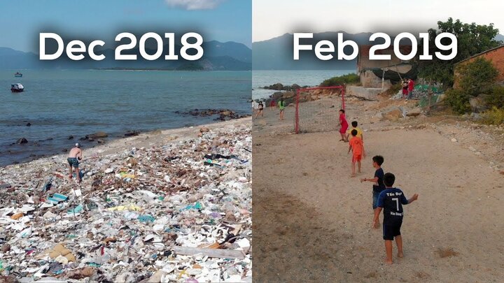 Video: Thử thách dọn rác ở bãi biển Vĩnh Lương, Nha Trang khiến dân mạng dậy sóng