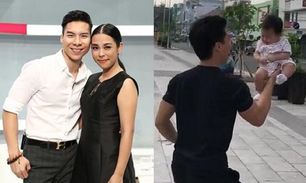 Quốc Nghiệp gây thót tim khi nâng con gái 3 tháng tuổi bằng một tay