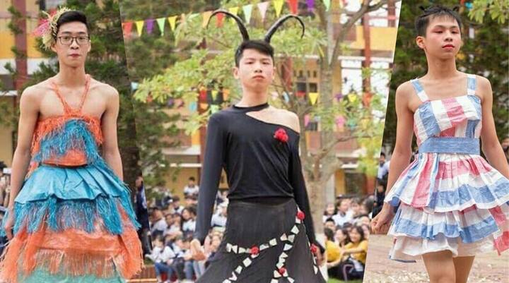 Dàn nam sinh Hải Dương giả gái trình diễn thời trang gây bão mạng