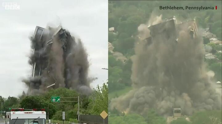 Video: Tòa nhà 21 tầng chứa 16.000 tấn thép hóa tro bụi trong tích tắc