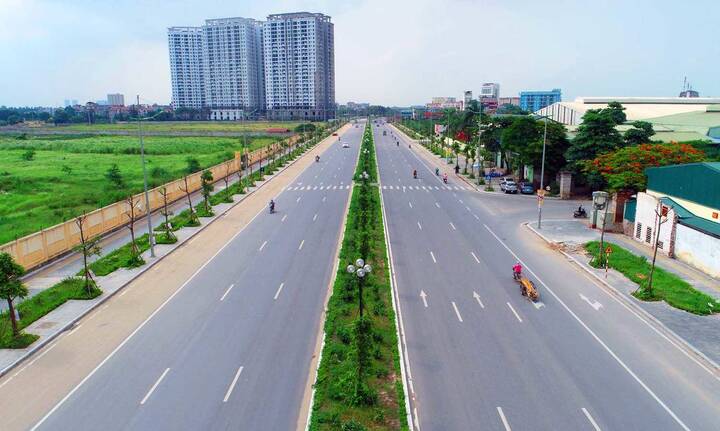 Toàn cảnh tuyến đường mới với 8 làn xe ở Hà Nội