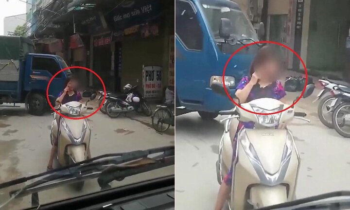 Clip: Nữ 'ninja' dừng xe giữa đường buôn điện thoại khiến dân mạng sôi máu