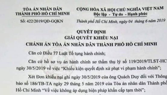 Bác đơn khiếu nại của chuyên viên đăng tin thất thiệt về lãnh đạo TP.HCM