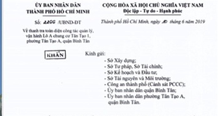 Mập mờ trong quản lý phí bảo trì, chung cư Tân Tạo 1 bị thanh tra toàn diện