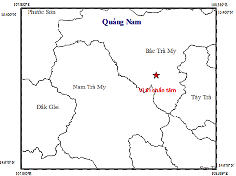 Động đất 3,8 độ richter ở Quảng Nam
