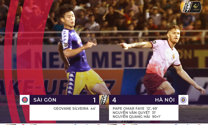 Hà Nội FC vùi dập Sài Gòn, áp sát ngôi đầu bảng của TP.HCM