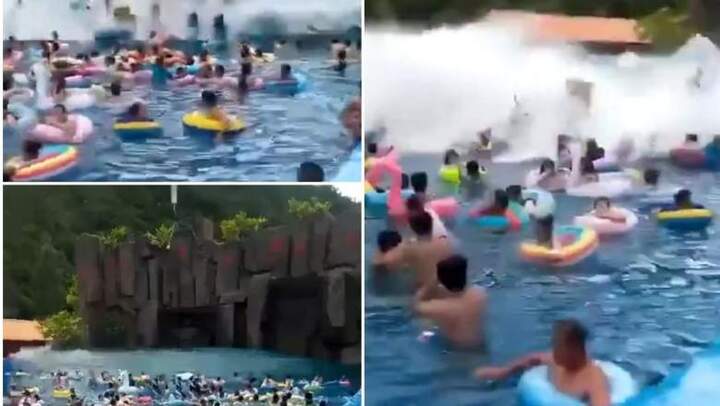 Clip: Bãi biển nhân tạo bất ngờ tạo 'sóng thần' khiến 44 người bị thương