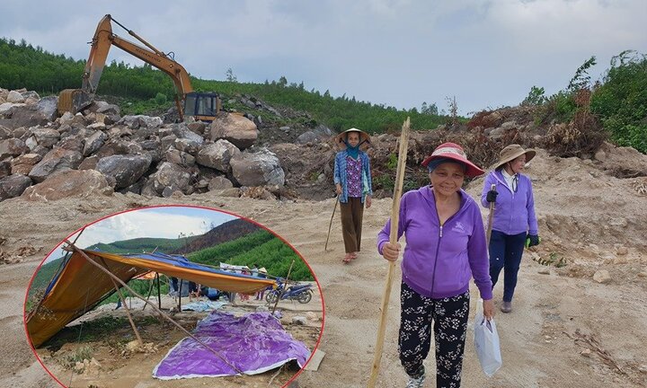 Ảnh: Dân dựng lều trại, ngăn cản thi công lò đốt rác ở Quảng Nam