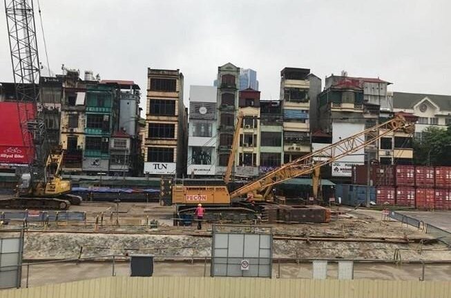 Bên trong công trường thi công ga ngầm tuyến metro Nhổn-ga Hà Nội