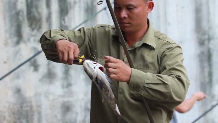 Clip: Người dân Hà Nội đổ ra sông Tô Lịch câu cá