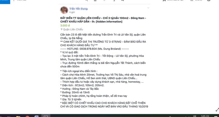 Đà Nẵng cảnh báo rao bán đất nền trên facebook