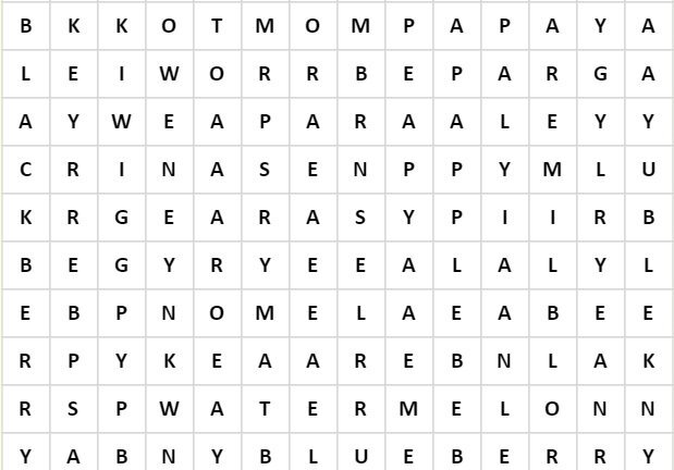 Thử tài tinh mắt tìm 12 loại quả với trò chơi ô chữ trong 5 phút