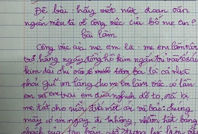 Cười ngất với bài văn mô tả công việc bố mẹ của học sinh lớp 3
