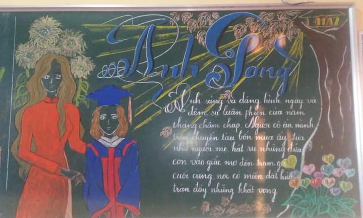 Ảnh: Độc đáo báo tường được làm bằng phấn bảng của học sinh Thanh Hóa