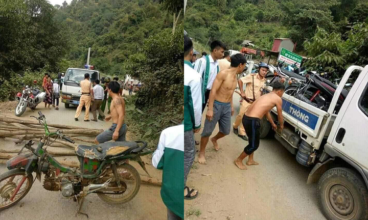 Dân mang cây củi chặn xe CSGT Sơn La 'đòi' lại xe vi phạm