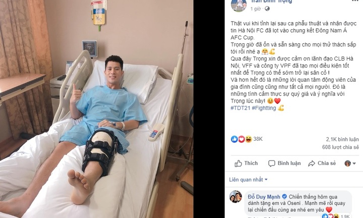 Đình Trọng phẫu thuật thành công, Phan Văn Đức sắp lên bàn mổ