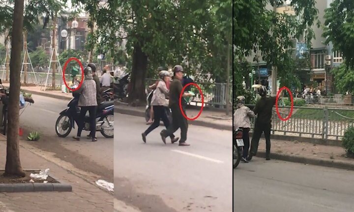 Video: Cán bộ tự quản phường ném cân của người phụ nữ bán hàng rong xuống sông
