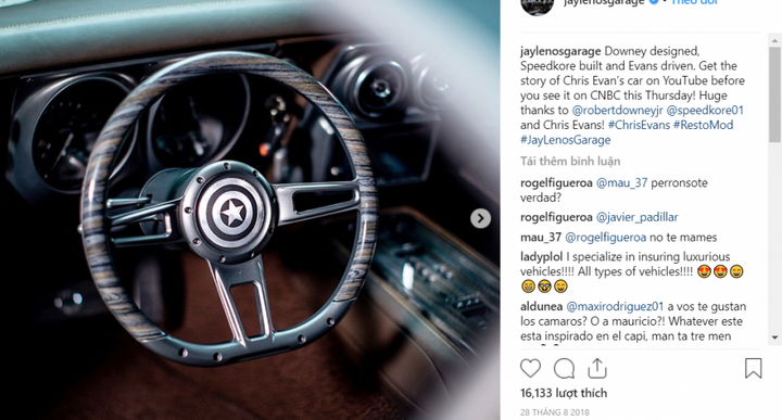 Siêu sao Iron Man tặng bạn diễn Captain American xe 6,3 tỷ đồng