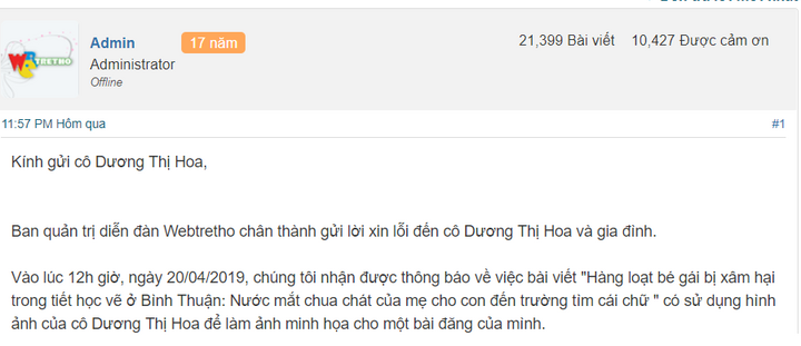 Xúc phạm gia đình liệt sĩ, Webtretho bị phạt nặng