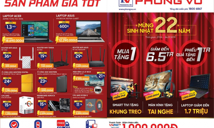 Mừng sinh nhật 22 năm, Phong Vũ tung chương trình khuyến mãi cực lớn dành cho khách hàng trong thời gian gần 1 tháng