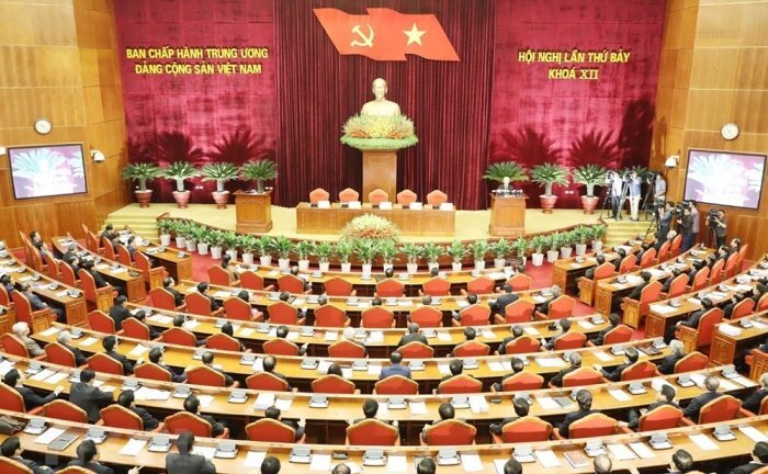 Ảnh: Bế mạc Hội nghị Trung ương 7 khóa XII