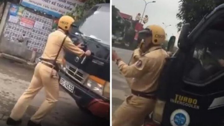 Clip: Tài xế xe tải ngoan cố ủi 2 CSGT rồi tẩu thoát