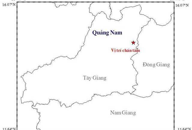 Hai trận động đất liên tiếp xảy ra trên địa bàn tỉnh Quảng Nam