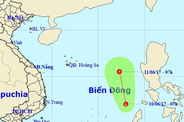 Thời tiết chiều tối 10/6: Xuất hiện vùng áp thấp trên Biển Đông