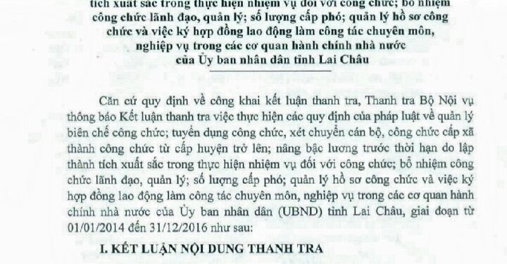 Bộ Nội vụ đề nghị Lai Châu thu hồi 28 quyết định tuyển dụng sai