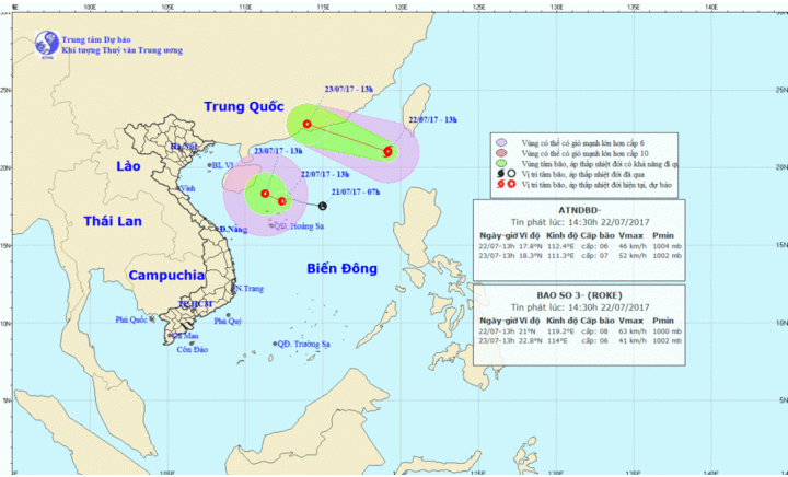 Áp thấp nhiệt đới chưa vào bờ, trên Biển Đông lại xuất hiện cơn bão số 3
