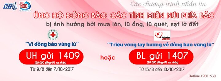 Cổng 1400 triển khai nhắn tin ủng hộ đồng bào vùng lũ